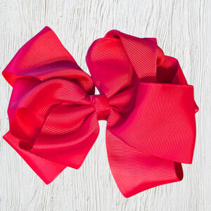 Bright Pink Large Grosgrain Hair Bow Alligator Clip 5.5" Cheer Dance  School NEW